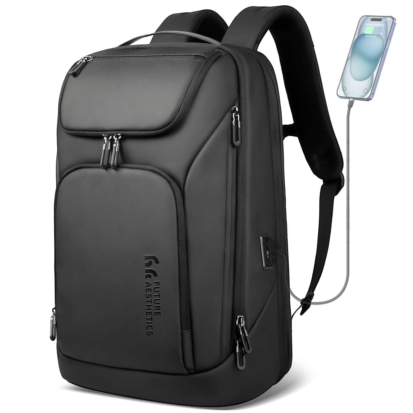 HEROIC KNIGHT Rucksack Herren Groß 30L Laptop Rucksack 17,3 zoll Business Rucksack Reiserucksack mit USB-Anschluss,Flug Genehmigt Bordgepäck Wasserabweisend Kabinenrucksack für Arbeit Business Reise