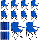 Huwena 10 Pack Folding Camping Chairs Bulk with Cupholder Carry Bags Lightweight Camp Chairs Collapsible Portable Outdoor Lawn Chair for Picnic, Beach, Outside
