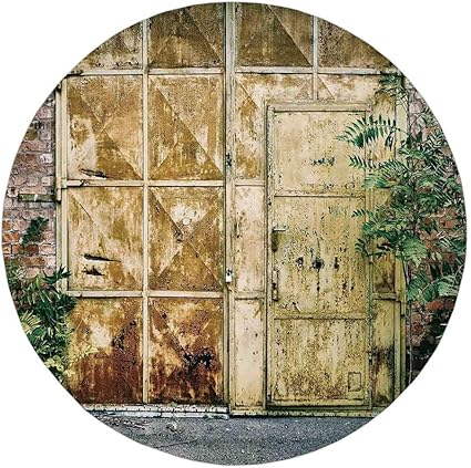 Amazon 円形ラグマットカーペット 中世の装飾 古いスコットランド城 ヴィンテージスタイル ヨーロッパ中世文化遺産町の写真 グレーグリーン フランネルマイクロファイバー ノンスリップ ソフト 吸収性 キッチンフロア 浴室用 One Size Yowaki Yowaki ラグ