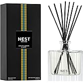 NEST New York Reed Diffuser, Amalfi Lemon & Mint - 5.9 fl oz - Fragrance for Up to 90 Days - Reusable, Refillable Glass Holder - Includes 8 All-Natural Reed Sticks - Flame Free