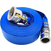 EASTRANS 2" x 50' Blue Discharge Hose with AL Camlock C and E Fittings | High-pressure PVC, Heavy Duty Anti-rust Coupling with Brass Handle, Quick Link, UV Resistant, for Sump Pump, Pool, Filter