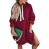 PRETTYGARDEN Sweatshirt for Women 2026 Fall Oversized Pullover Long Sleeve Casual Hoodie Dress Kangaroo Pocket Winter Clothes