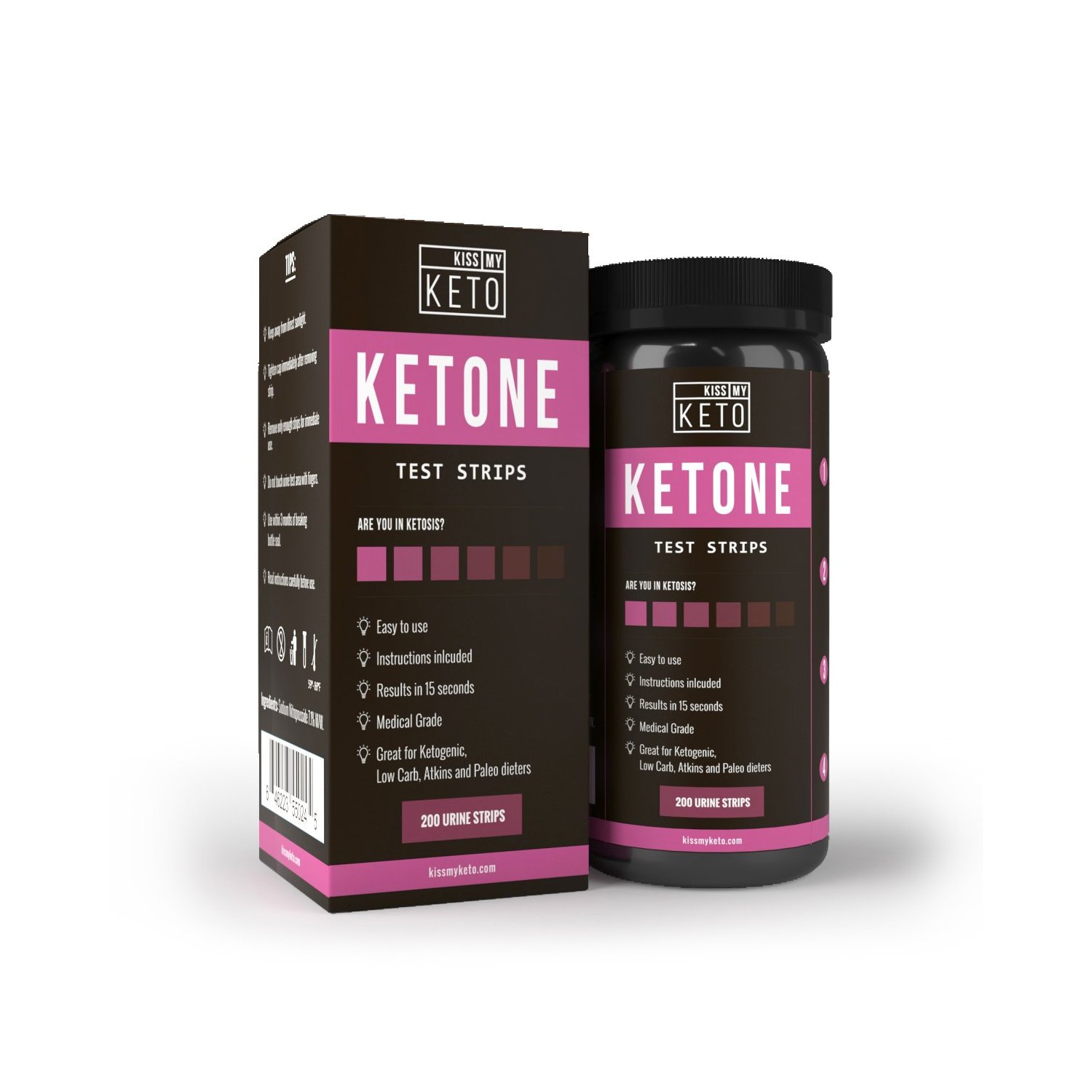 Kiss My Keto 200 Ketone Strips Urine Test Sticks for Ketogenic