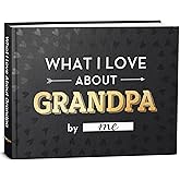 What I Love about Grandpa Book, Fill-in-the-Blank Book for Grandpa - Father's day Gifts for Grandpa - Birthday Gifts for Grandpa, Grandpa Birthday Gifts - Grandpa Christmas Gifts, Stocking Stuffer
