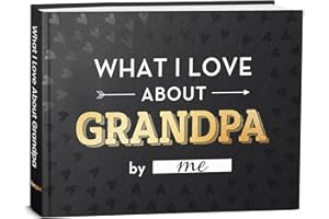 BRAVEBUG What I Love about Grandpa Book, Fill-in-the-Blank Book for Grandpa - Father's day Gifts for Grandpa - Birthday Gifts for Grandpa, Grandpa Birthday Gifts - Grandpa Christmas Gifts, Stocking Stuffer