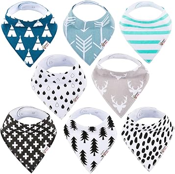 Baby Bandana Drool Bibs Organic 8 Pack 