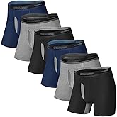 IGOLUMON Men's Underwear Bamboo Rayon Breathable Boxer Briefs with Fly Moisture-Wicking Lightweight Underwear, 6 pack