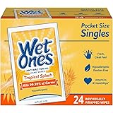 Wet Ones Citrus Antibacterial Hand and Face Wipes Singles, 24-Count (Pack of 2)