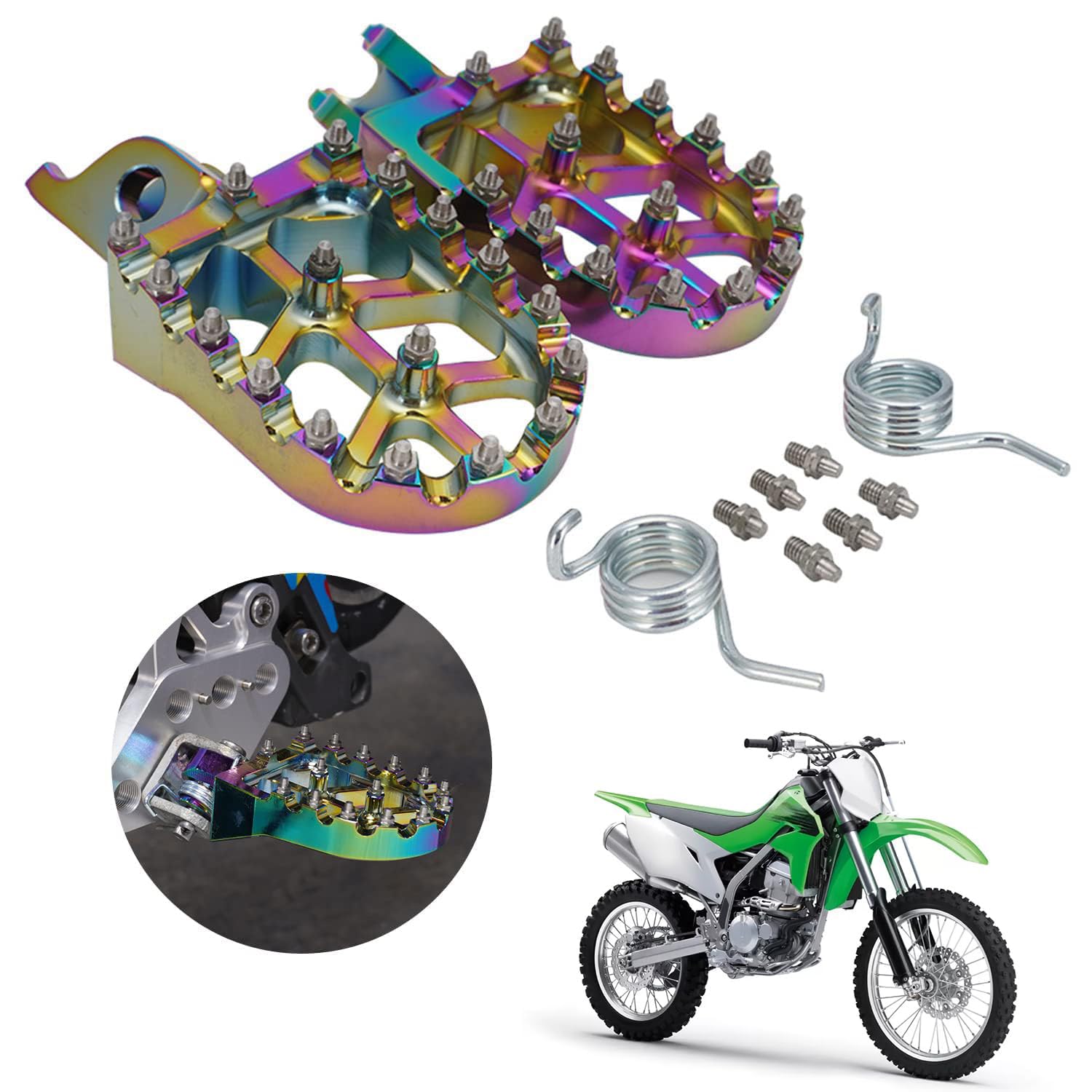 Photo 1 of AnXin Foot Pegs Footpegs Footrests Foot Pedals Rests CNC MX for KLX300 KLX300R KLX300SM 97-07 20-24 KLX250 06-20 KLX250S 09-14 KLX250R 94-96 KLX650 93-96 Dirt Bike Quenching