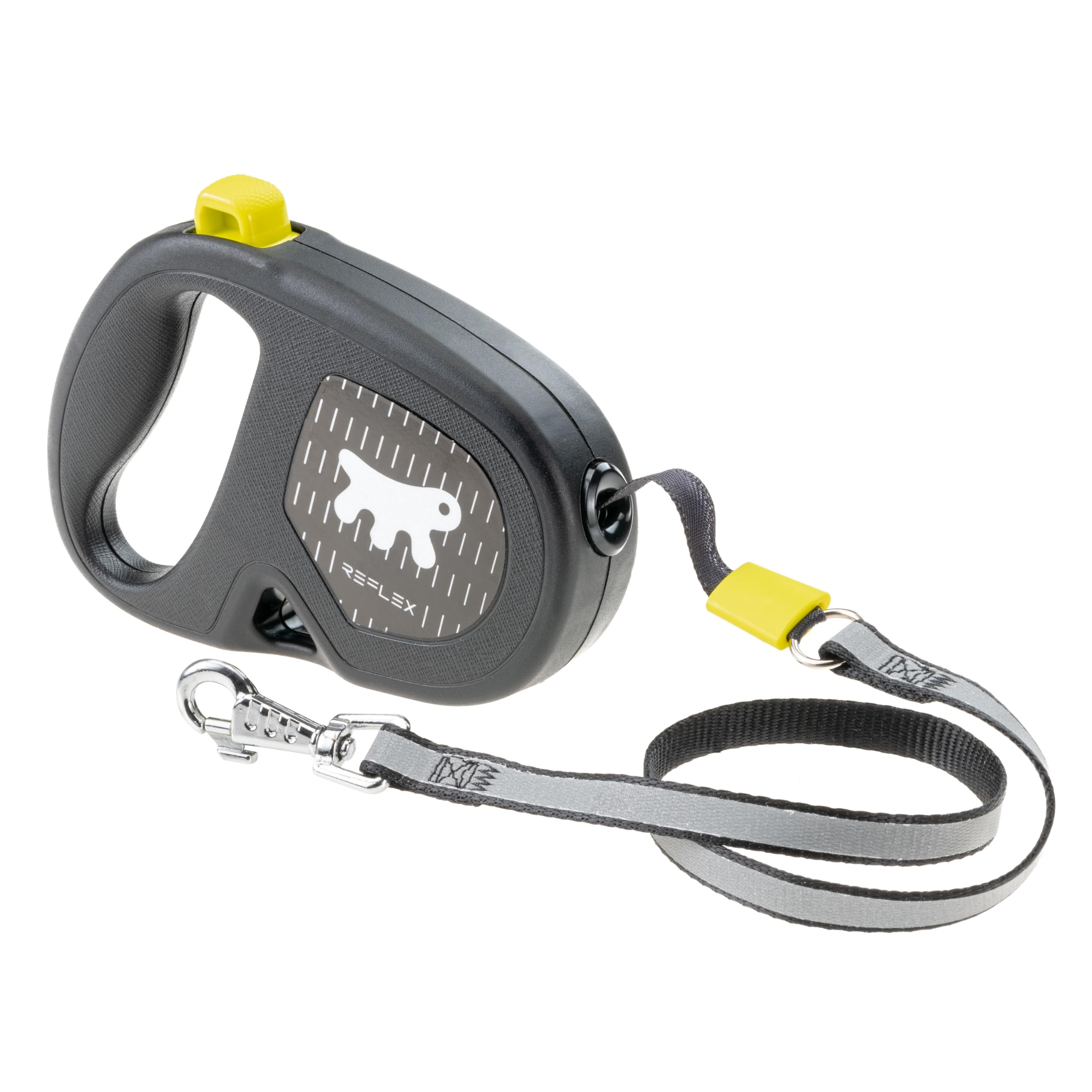 Ferplast FLIPPY ONE REFLEX Reflective Extendable Dog Lead - Evening Walks - Bag Holder - Lock & Release Button - Ergonomic Design - Cord - Max 12 Kg - 4.5m, Yellow