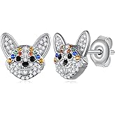 Corgi Stud Earrings 925 Sterling Silver Terrier Dog Puppy Pet Earrings Corgi Jewelry Gifts for Women