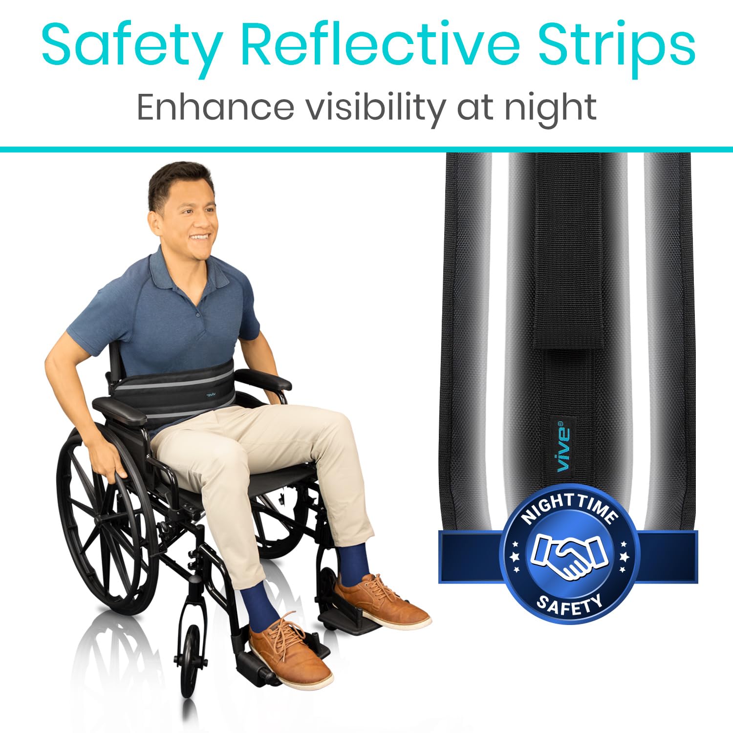 Vive Wheelchair Seatbelt - Safety Belt For The Elderly - Harness For Adults - Adjustable Straps For Chair/Bed Restraint - Patients Care - Falling out Prevention - For The Elderly, Pregnant & Paralyzed