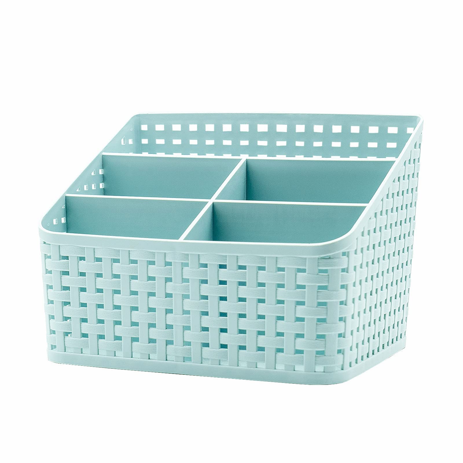 Fai Top Storage Basket, Cosmetic Box Organiser,Plastic Storage Box Desktop 5 Grid Sub-grid Storage Case Multi-function Storage for Desktop Office Bedroom Countertop Home Kitchen-Blue