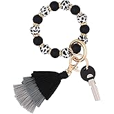 Donouzair Cute Keychain Wristlet, Silicone Beaded Key Ring Bracelet Keychain Car Holder Key Chains for Women