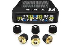Marcala 2026 V2.0 Trailer Tire Pressure Monitoring System Set of 6 | 50-Foot Extended Range RV TPMS | 0-144 PSI for RV/Camper/Towing | Solar Charge & 6-Alarm Trailer TPMS | Prevent Flats & be Safer