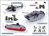 Crelloci 18 PCS Army Toy Submarine Tank Helicopter Playset Boys Age 3-12 view 6