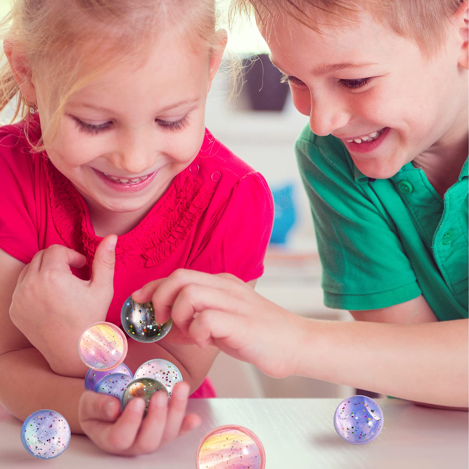 Pllieay 20PCS Space Bouncy Balls Bulk 32mm Space Theme for Kids Party Favors, Bag Filling