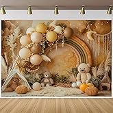 7x5ft Bohemian Baby Shower Backdrop Boho Pampas Grass Bear Decor Portrait Photography Background for Birthday Party Decorations Newborn Photo Shoot Props