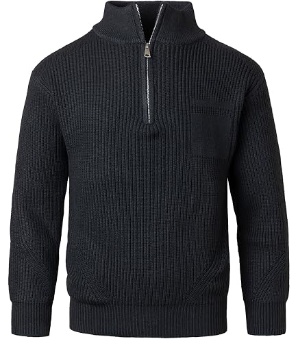 Herothorn Men's Quarter Zip Sweaters Long Sleeve Fleece Knitted