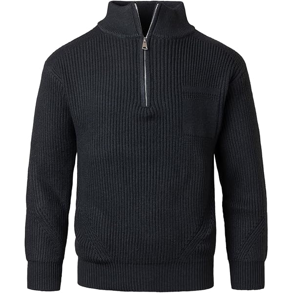 Herothorn Men's Quarter Zip Sweaters Long Sleeve Fleece Knitted