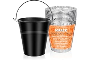 GORGERILA Drip Grease Bucket & 10 Pack Bucket Liners Set Compatible for Pit Boss Traeger Oklahoma Joe's Camp Chef Z Grill and More Pellet Grills Replacement Parts