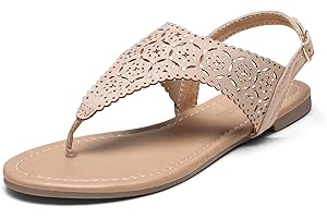 DREAM PAIRS Women's Rhinestone Casual Wear Cute Gladiator Flat Sandals Beach Dressy T-Strap Thong Sandals