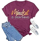 MAIHUN Inspirational Shirt for Women Mindset is Everything Tshirt Positive Kindness Short Sleeve