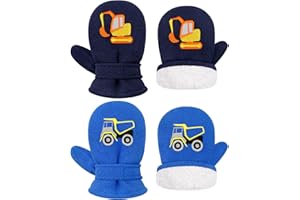 Sarfel 2 Pack Baby Winter Mittens Toddler Winter Gloves Warm Sherpa Lined Infant Baby Mittens Kids Warm Gloves for Boys Girls