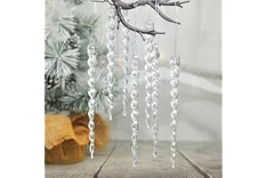 DAHI 25pcs 5inch Christmas Icicle Onaments Christmas Clear Acrylic icicles Ornaments Tree Decorations（icicles 25pcs