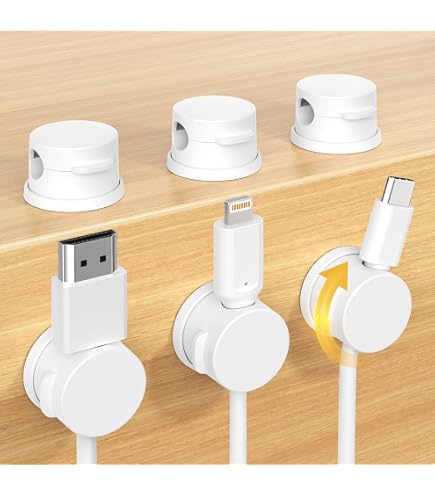 18-Pack Magnetic Cable Clips – White Cord Organizer For USB, Phone, And Charger Cables – Home, Office, Desk, Car