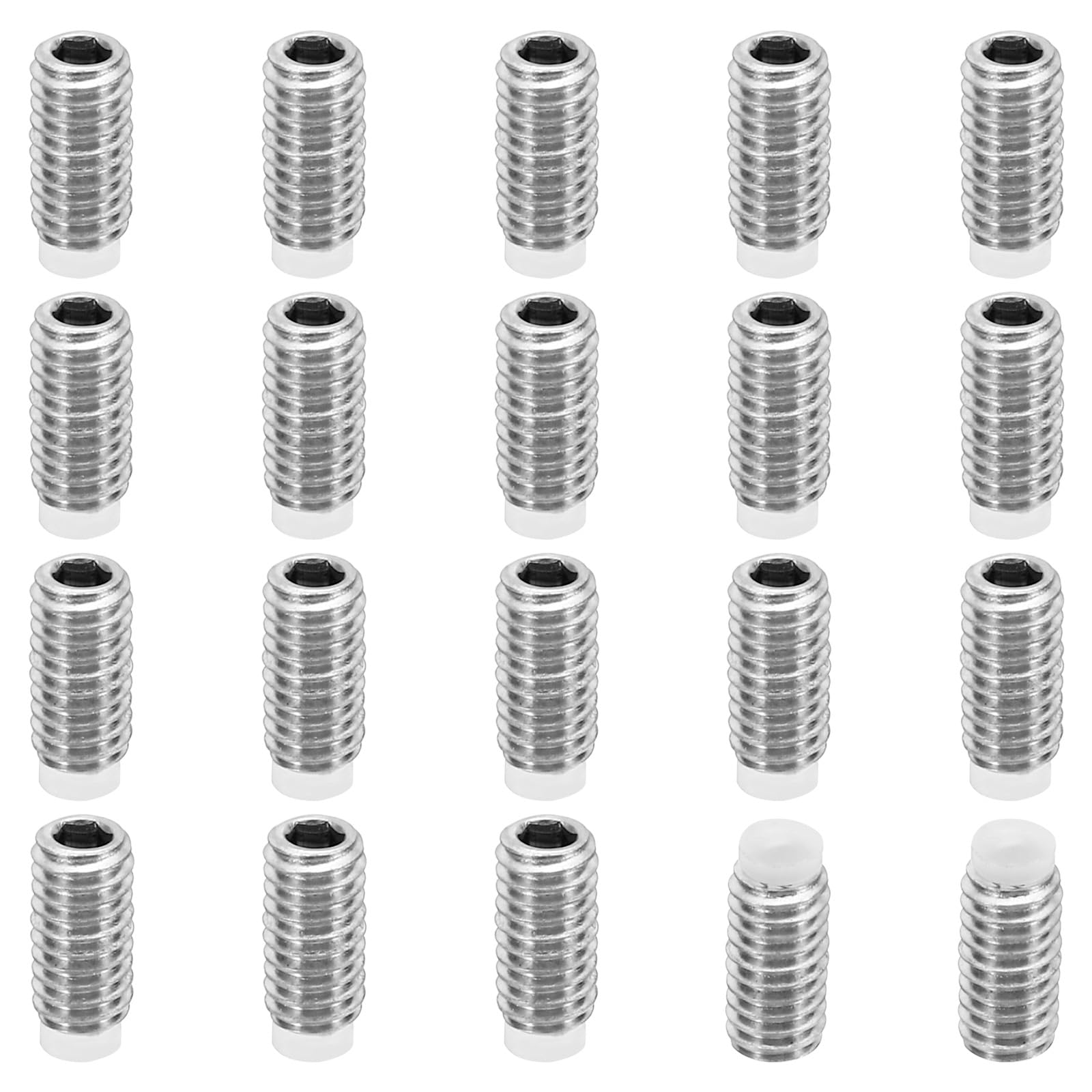 PATIKIL M4x8mm Nylon Tip Grub Screw, 20 Pack Metric Hex Socket Head Cup Point Anti Slip Set Screws Internal Hex Drive Hardware, 304 Stainless Steel