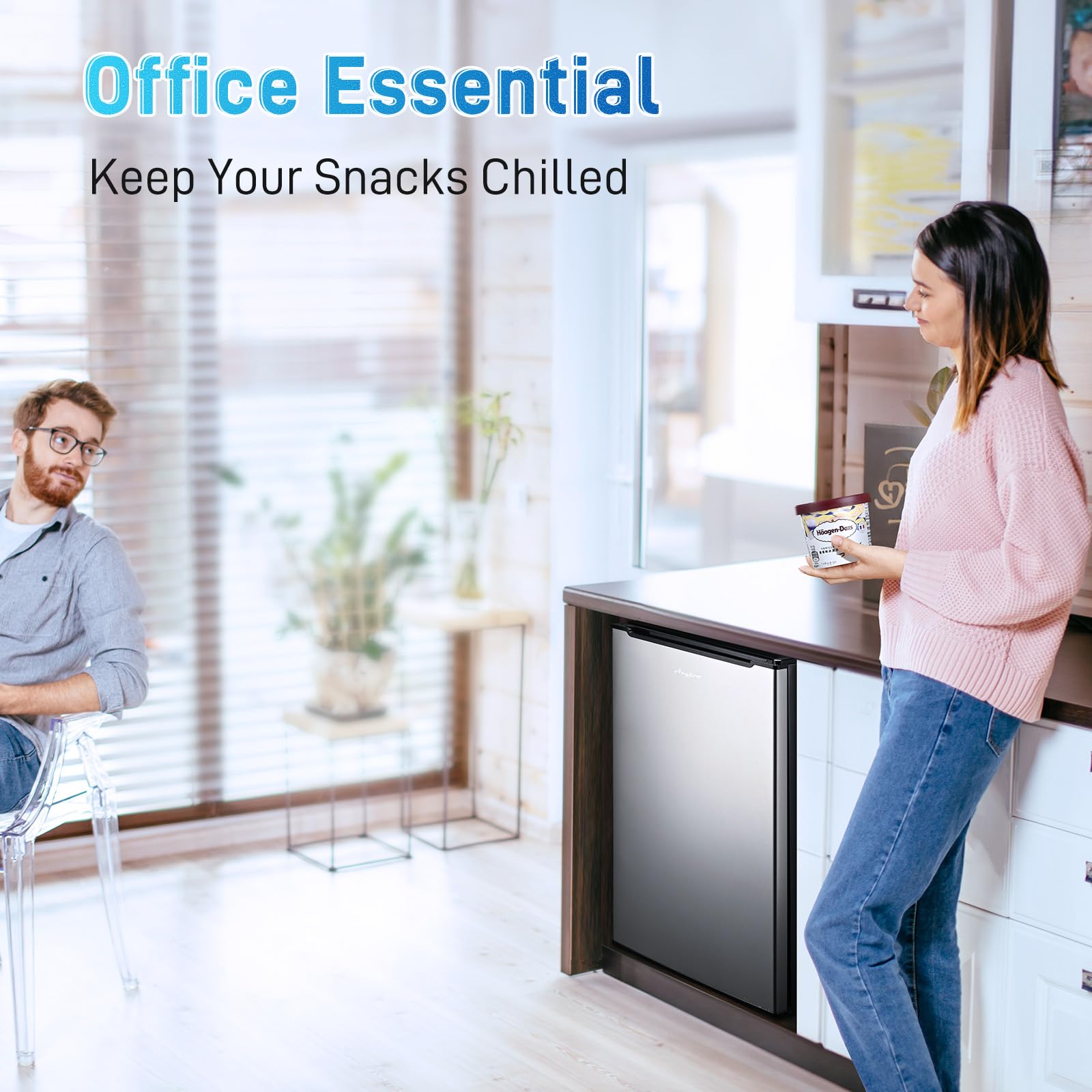 Anypro Compact Mini Upright Freezer 3 Cu.Ft with 3 Pull-down Drawer Doors and Adjustable Thermostat, Single Door Small Deep Standing Freezer Rapid Cooling for Home, Office, Dorm, Garage, Silver