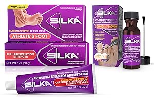 Silka Max Strength Antifungal Liquid & Cream Set - Powerful Relief for Toenail Fungus, Athlete's Foot, and Ringworm, Itch and Burn Relief