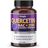 SOTALIX Supplement Premium Quercetin 98% High Purity with Bromelain, Zinc, Vitamin D3 2000 IU, Elderberry - Cardiovascular Respiration Immune Support for Adult Kids - 180 Day Supply