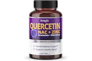 SOTALIX Supplement Premium Quercetin 98% High Purity with Bromelain, Zinc, Vitamin D3 2000 IU, Elderberry - Cardiovascular Respiration Immune Support for Adult Kids - 180 Day Supply