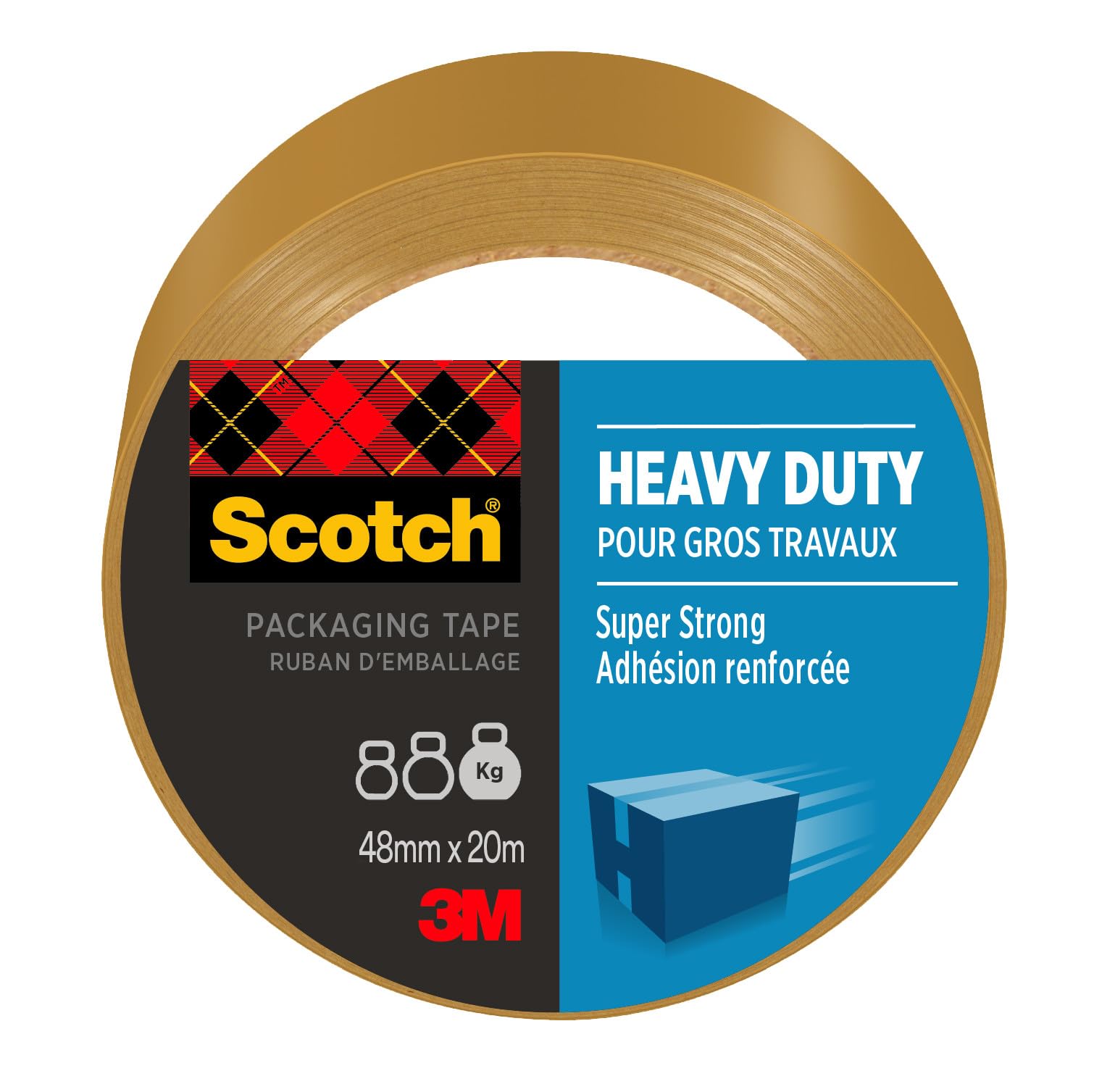 Scotch Heavy Duty Packaging Tape, Brown, 1 Roll, 48 mm x 20.3 m - Ideal for Packing Boxes and Parcels
