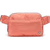 Pander Everywhere Belt Bag for Women, 5 Zipper Pockets Nylon Crossbody Fanny Pack Purse (Dark Salmon).