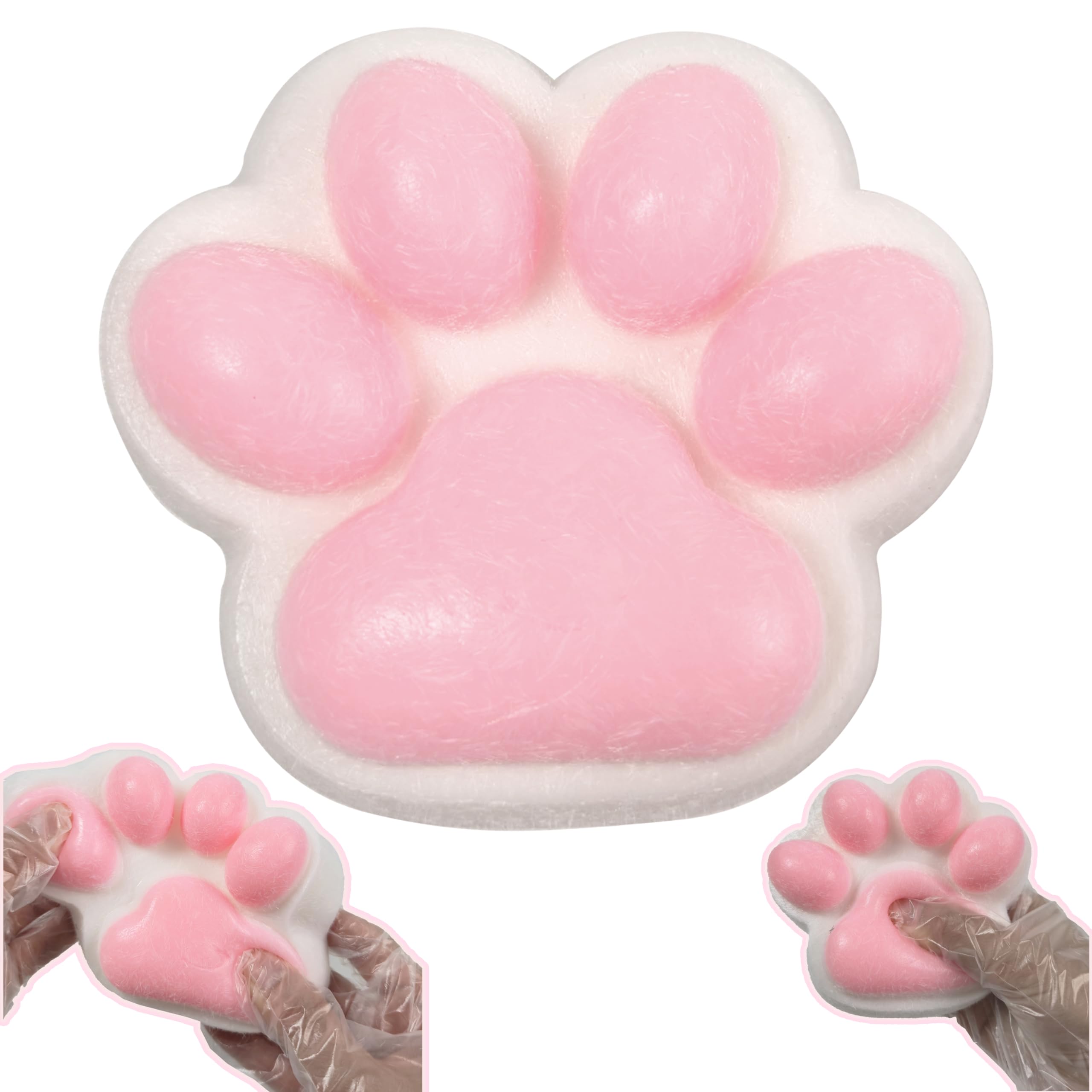 Chicooan Large Cat Paw Taba Squishy Squeeze Toys 5-inch Furry Pink Cute Fufu Squishy Sensory Stress Relief Fidget Toys for Party Favors Sensory Anxiety Toys for Adults (Plush Pink)