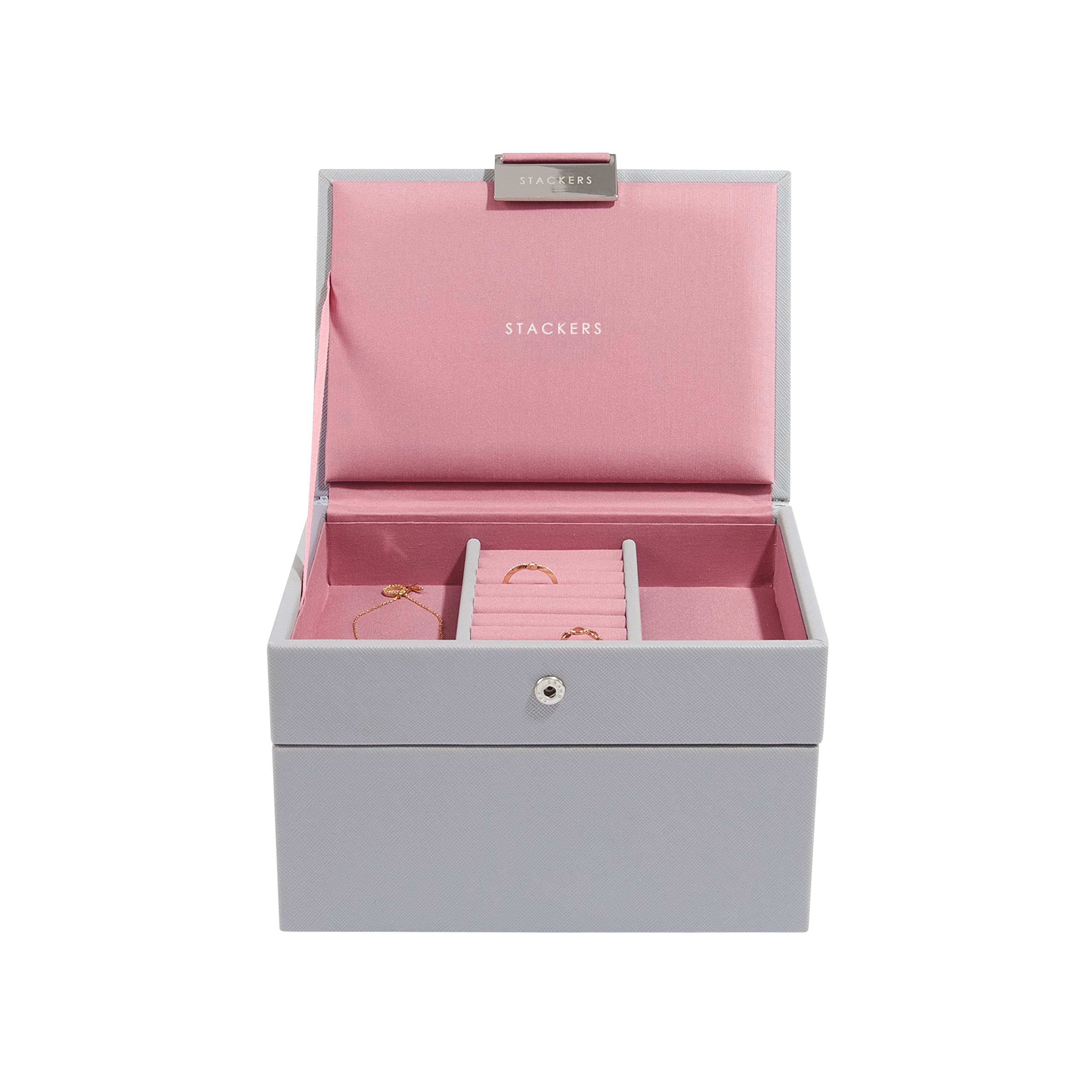 Stackers Dove Grey & Antique Rose Mini Jewellery Box - Set of 2