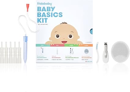 Baby Basics Kit by FridaBaby |Includes NoseFrida, NailFrida, Windi, DermaFrida + Silicone Carry Case