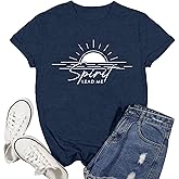 Ascrazy Christian Shirts for Women Bible Verse Blessed T-Shirt Spirit Lead Me Faith Tee Tops