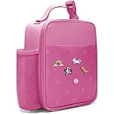 MEXS Lunch Box for Kids, DIY Charm &Insulated Lunch Bags for Boys Girls, Toddler Lunch Tote for School Picnic with Water Bottle Holder, Ideal for Ages 3+ (Unicorn/Dinosaur)