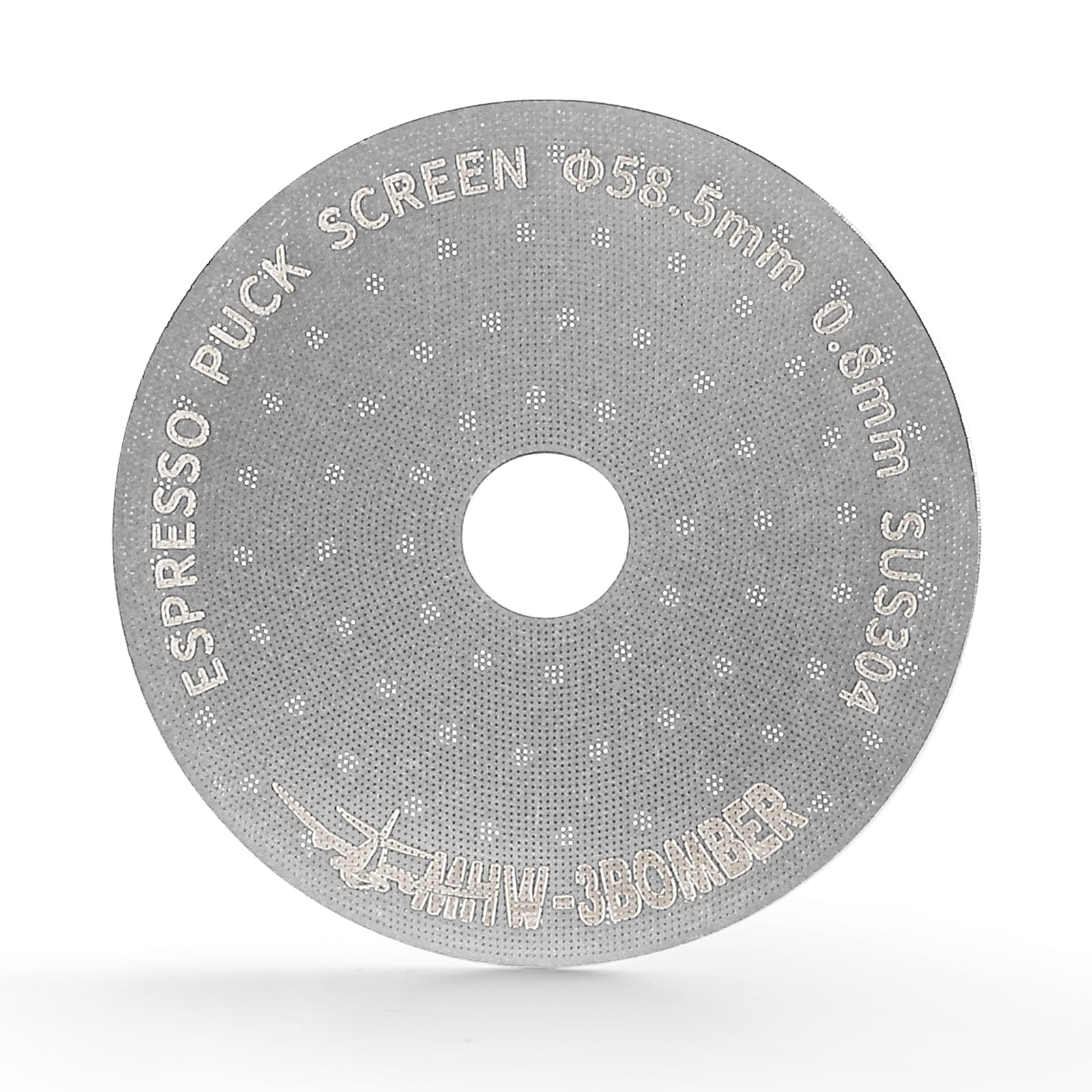 Photo 1 of MHW-3BOMBER 58.5mm Espresso Puck Screen with Round Hole Metal Espresso Filter 0.8mm Thickness Coffee Filter for La Marzocco/Gaggia FG5586-OS