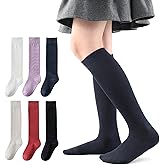 MINI PANDA 6 Pairs of Girls and Boys Knee High Socks, Soft Kids School Uniform Socks long socks