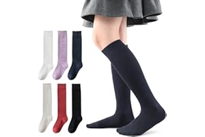 MINI PANDA 6 Pairs of Girls and Boys Knee High Socks, Soft Kids School Uniform Socks long socks