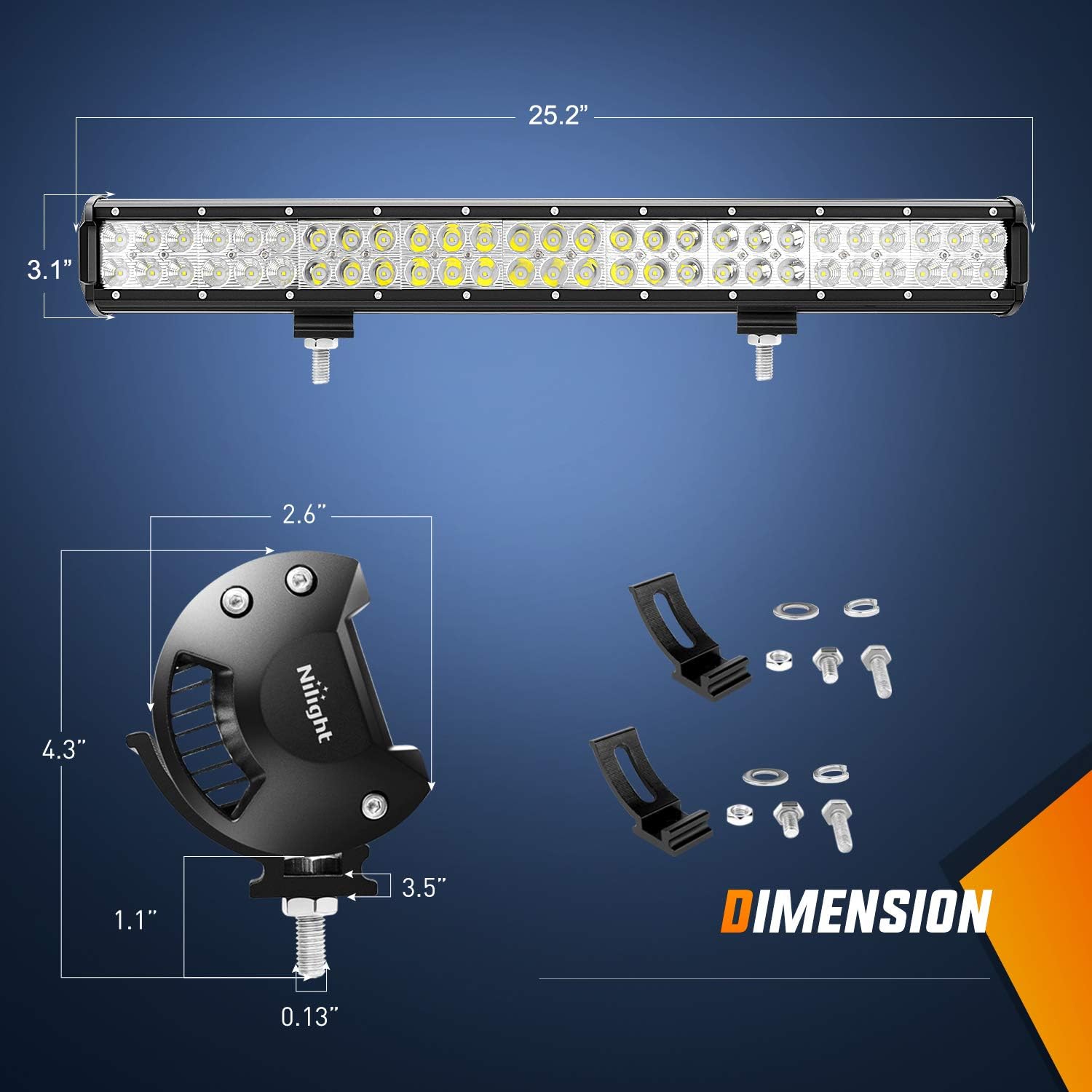 Nilight 25" 162W Led Light Bar Flood Spot Combo Waterproof Driving Lights Off Road Lights for SUV UTE Truck ATV UTV ,2 Years Warranty: Automotive