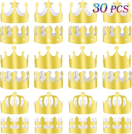 Amazon Tuparka 紙製王冠 ゴールド箔 パーティー用王冠 帽子 30個 誕生日のお祝い ベビーシャワー写真小道具 6スタイル パーティーグッズ おもちゃ