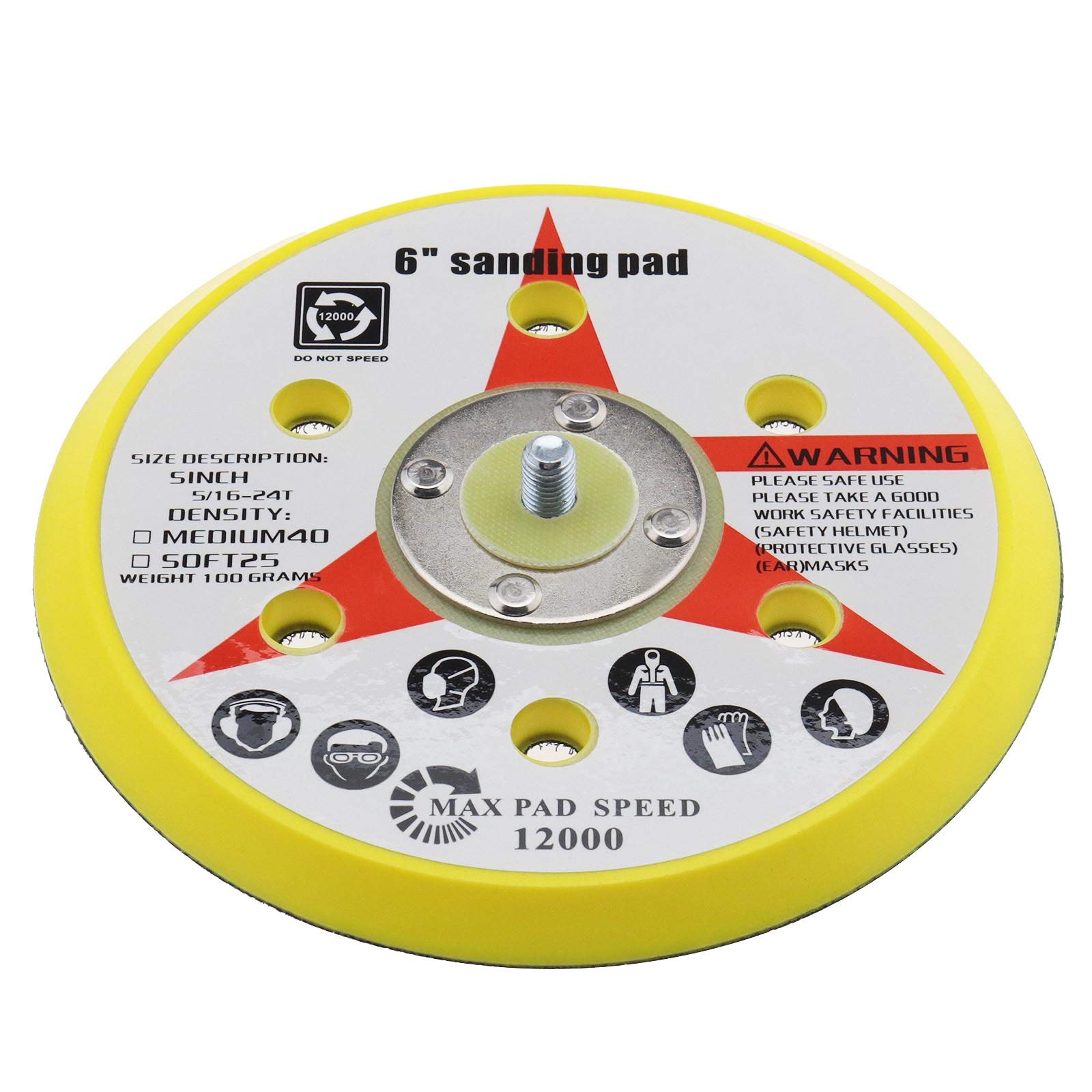 YINETTECH 6 Inch Hook and Loop Sander Backing Pad 150mm M8 6 Holes Polishing Backer Plate Random Orbital Polishing Waxing Buffing Electric Grinder Sander Tool