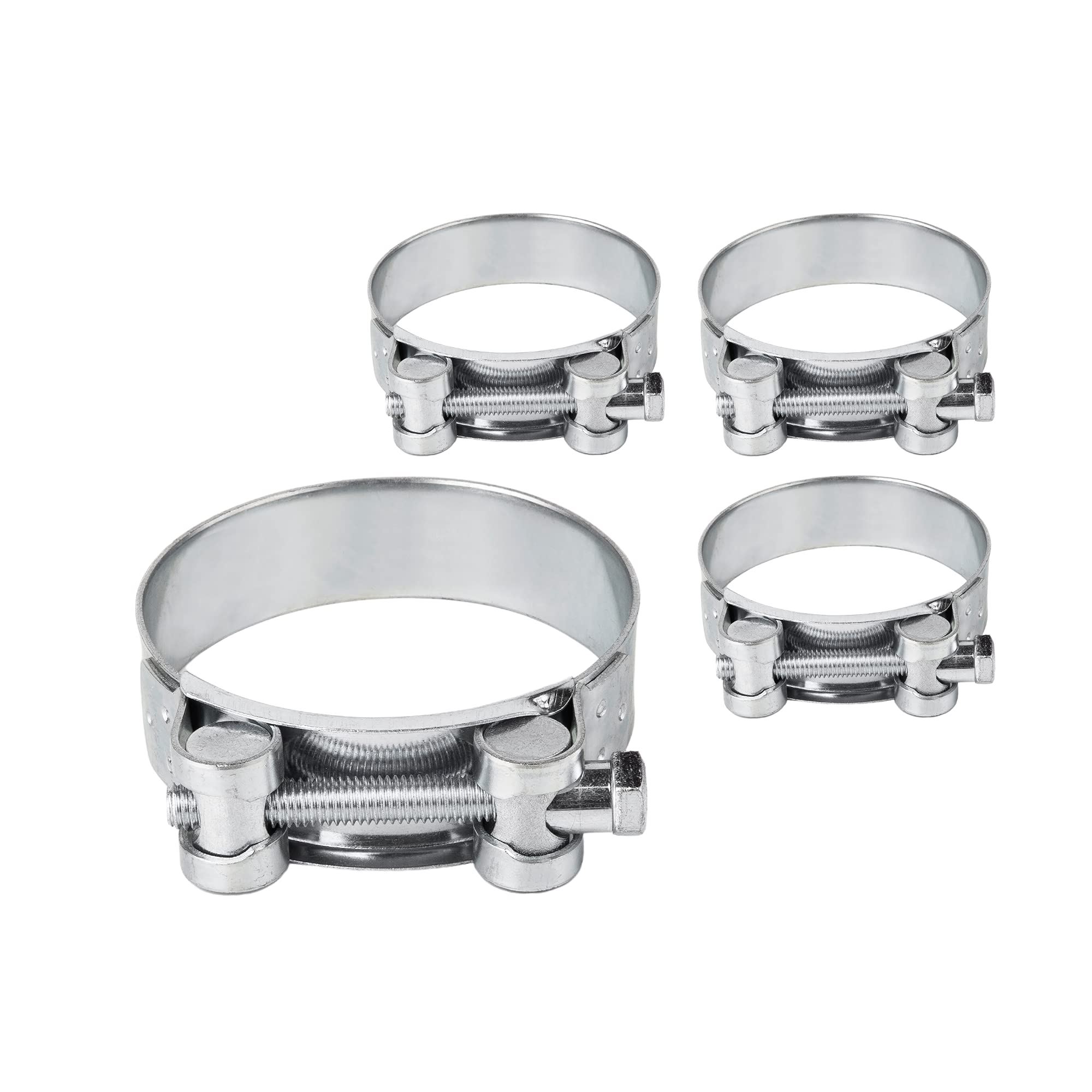 (Pack of 4 pcs) Pipe 56-59 mm Strong Reinforced Pipe Clamps, Galvanized Steel Tube Hose Clamp Fasteners (4 pcs, 56-59 mm)