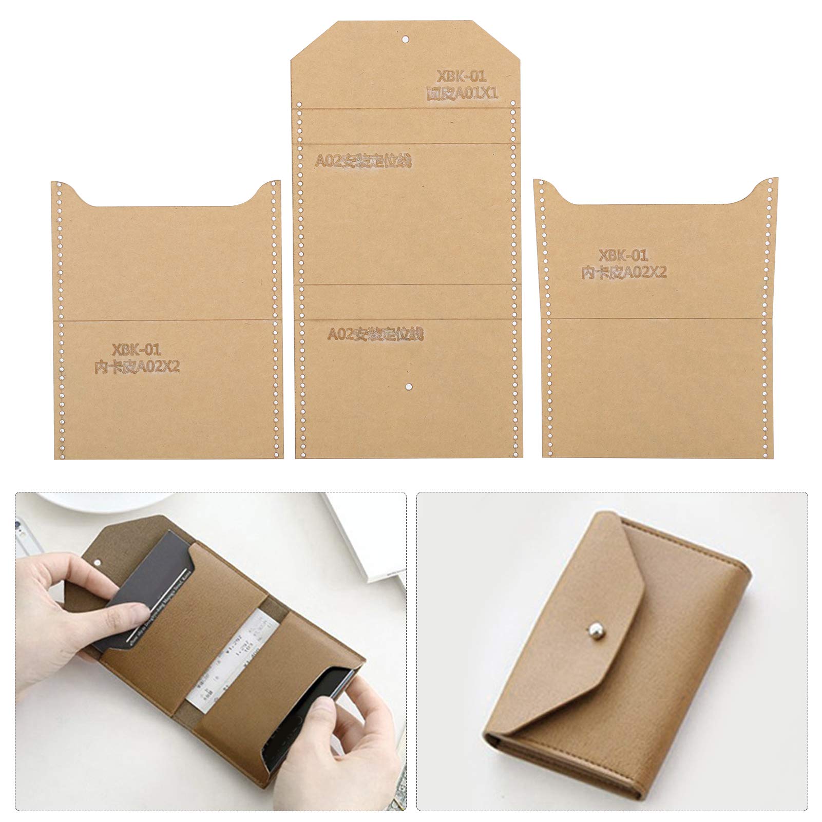 3pcs Acrylic Templates, Coin Wallet Pattern Hand Quilting Transparent Stencils for DIY Leather Sewing Mold Crafts